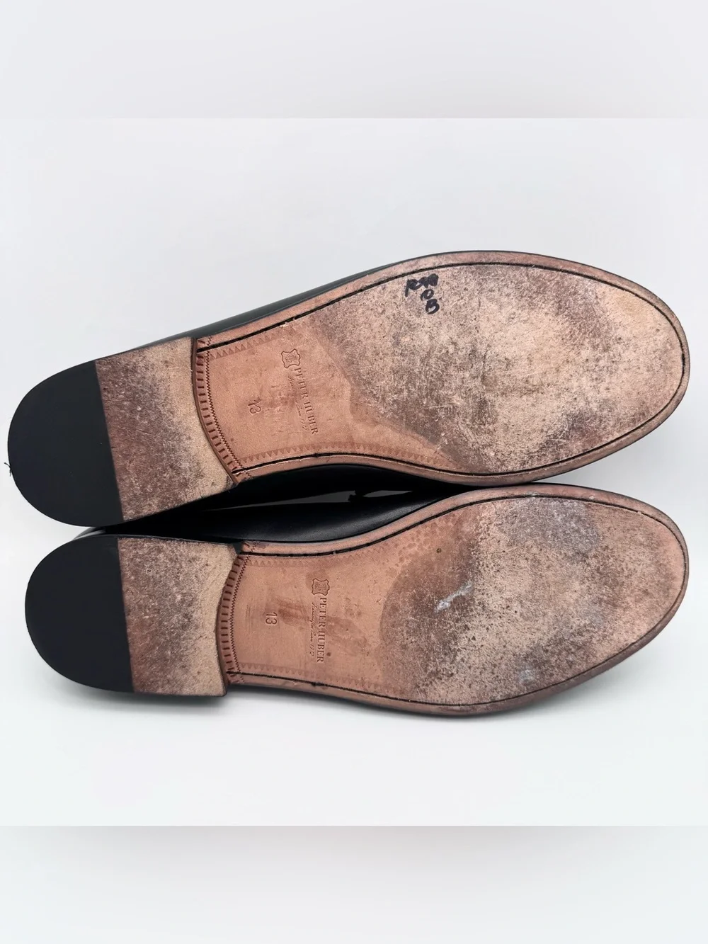 Peter Huber Ascot Classic Black Leather Horsebit Loafers Men's Size 13 M